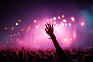 Concert Crowd Raising Hands Upward