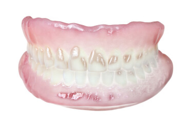 Full denture set with realistic teeth isolated on transparent background