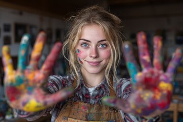 young woman with paint brush
