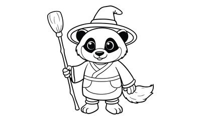 Halloween cute panda t shirt design silhouette and vector line art, intricate line art for printable art therapy activities, perfect for relaxation, stress relief, adult coloring pages