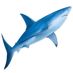 Fototapeta premium A blue shark swimming gracefully in the ocean. The shark has a streamlined body and a pointed snout, showcasing its predatory nature.