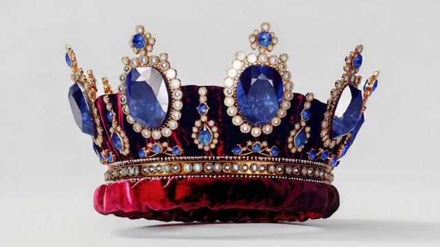 Vibrant red and blue gemstones encrusted in a regal piece of crown jewelry.