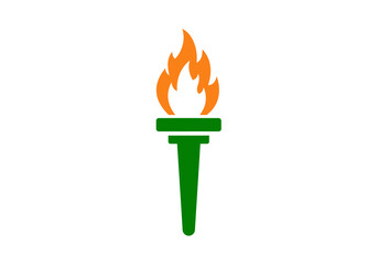 Green and Orange Torch with Flaming Top.