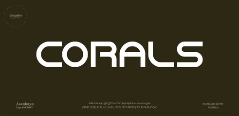 Fototapeta premium Corals Modern pointed sans serif alphabet display font vector