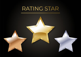 Fototapeta premium Gold, Silver, and Bronze Rating Stars