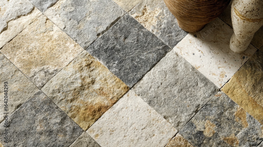 Poster stone tile floor pattern with neutral colors and textures for interior design and architecture