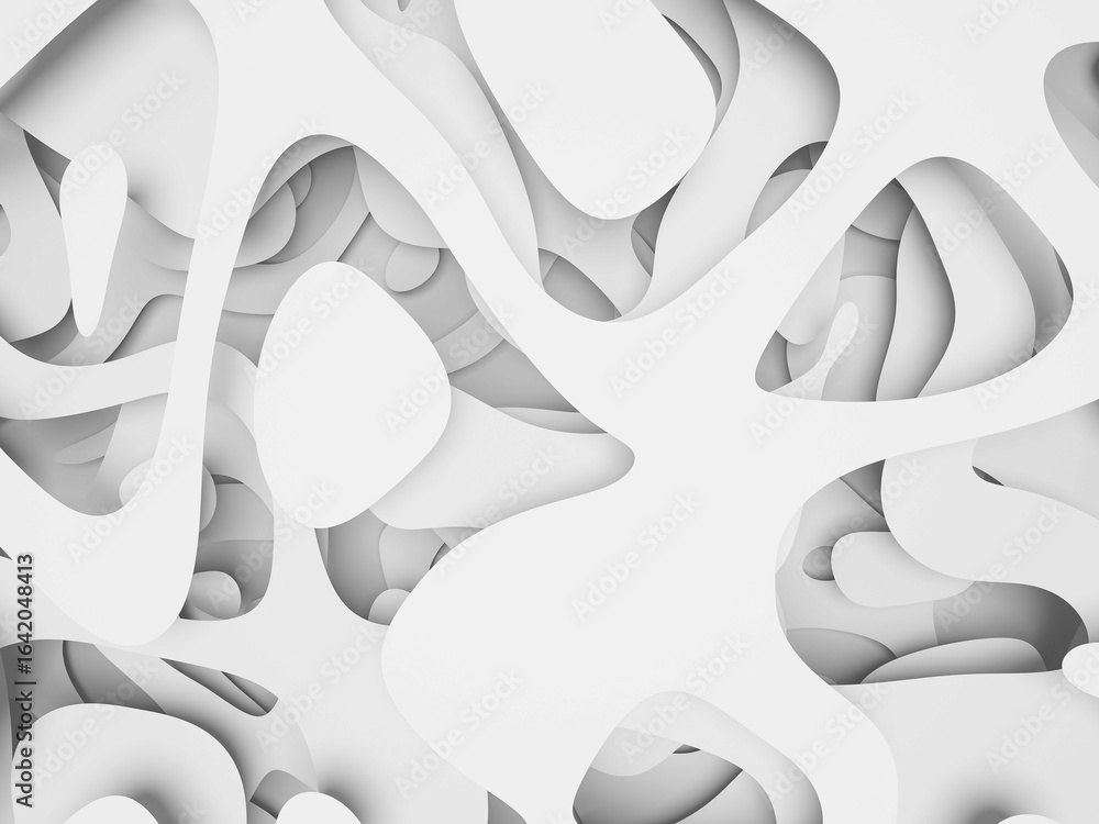 Poster smooth, curved white layered pattern with a dynamic abstract design.