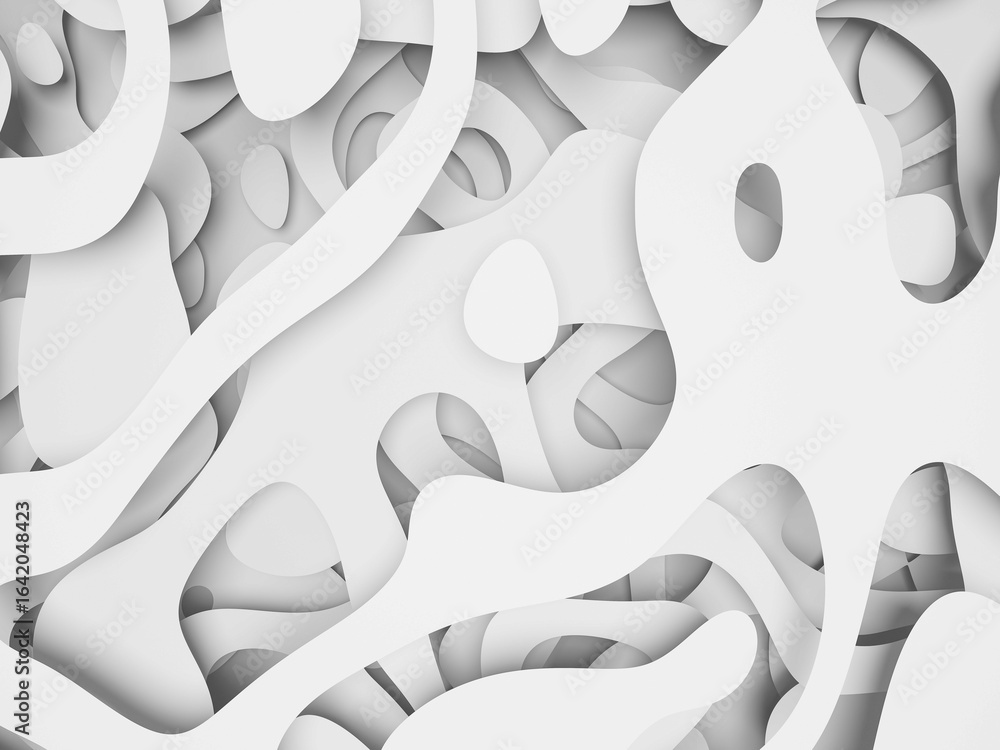 Poster abstract white layered texture with smooth flowing curves and soft shadows.