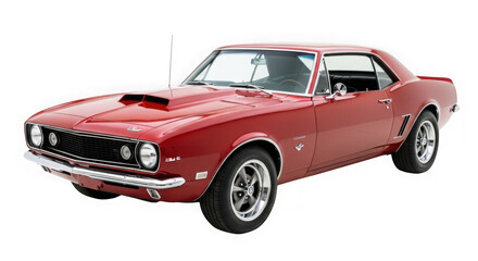 Naklejka premium Classic red american muscle car coupe on black background