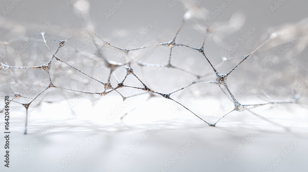 Poster abstract network structure with interconnected lines and nodes on white background