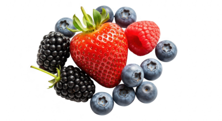 Fresh berries arrangement isolated on transparent background