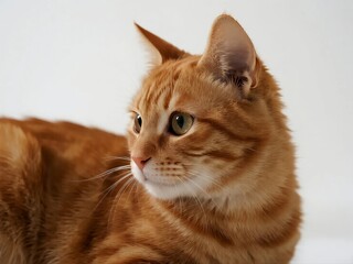 Close-up of a cute orange tabby cat with bright eyes
