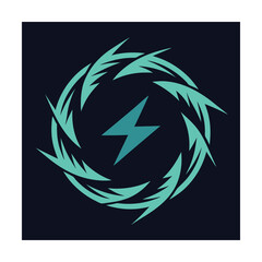 Obraz premium Abstract Circle Formed from Zigzag Lightning Logo Design