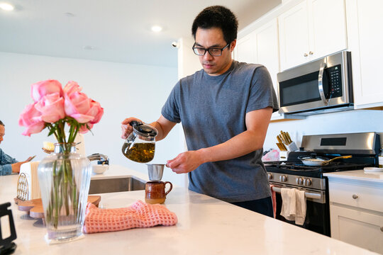 pouring tea at home