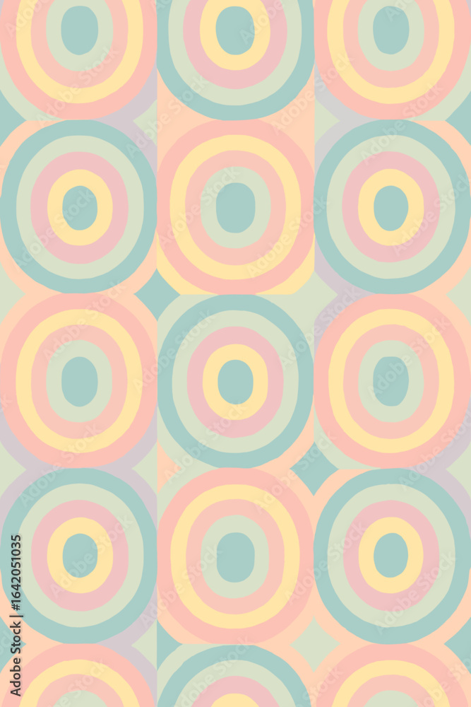 Poster an eye-catching abstract pattern with rings and pastel hues. capturing the essence of modern design 