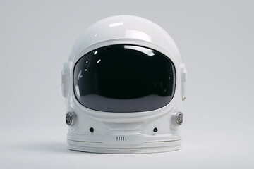 Classic astronaut helmet displayed against a plain background, showcasing its sleek design and retro features for space enthusiasts Generative AI