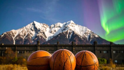 Basketball on mountain view