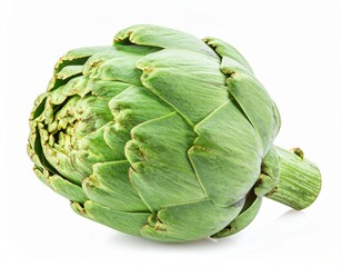 Obraz premium Fresh Green Artichoke on White Background