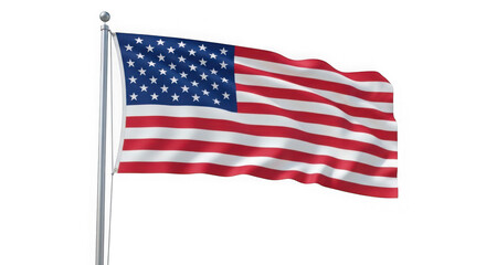 American flag waving proudly on a pole against a black background