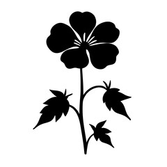 Minimalist black silhouette of a nasturtium flower with rounded petals and shield-shaped leaves