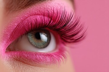 Close-up view of a detailed eye makeup application.