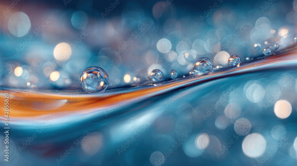 Aufkleber close-up of water droplets creating a beautiful, abstract display with vibrant bokeh.
