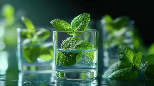 A refreshing minty drink with a sprig of fresh mint on top, ready to enjoy. Perfect for warm weather and cocktail hour.