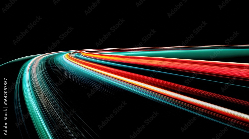 Aufkleber dynamic abstract light trails on black background for futuristic and technology concepts