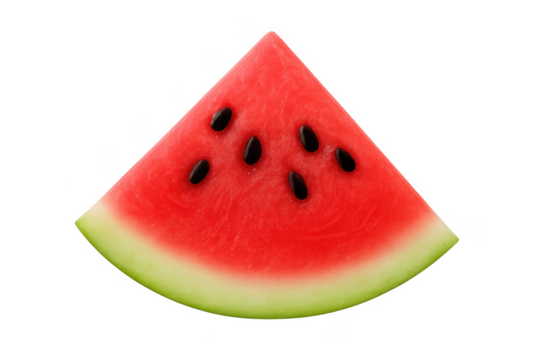 Ripe red watermelon slice isolated on transparent background
