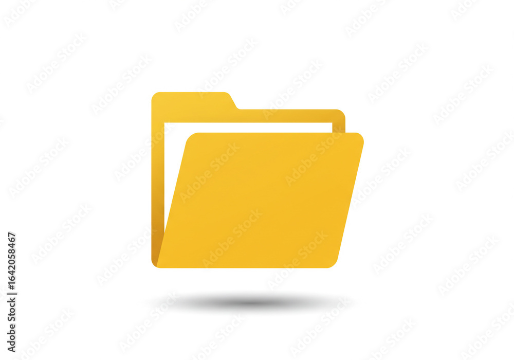 Poster a simple yellow folder icon with a white background for file organization and storage use