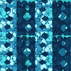 Abstract indigo blue batik dye seamless pattern, Organic bleed effect dyed wash background.