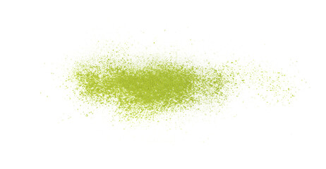 Matcha powder isolated, green tea dust pile, spirulina flour, powdered chlorella, dry extract