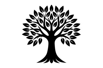 A stylized vector illustration of a tree with exposed roots, branches, and leaves, symbolizing nature's growth and life