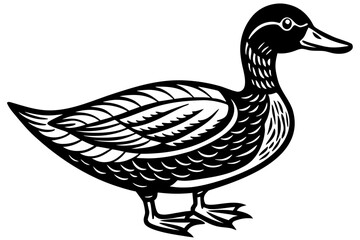 Obraz premium A colorful illustration of a domestic duck with brown feathers and a yellow beak, isolated on a white background