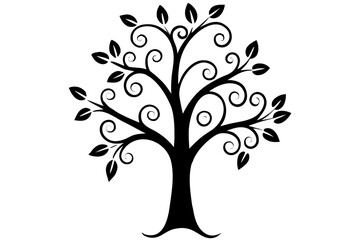 A vector art silhouette of a tree, with its intricate branches and leaves, perfectly captures the essence of nature and the changing seasons