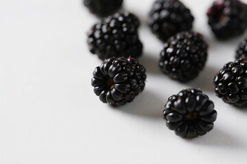 Fresh Blackberries on White Background with Natural Color