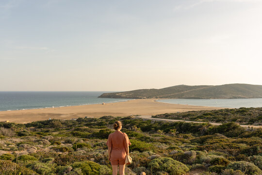 Woman Admiring Prasonisi Beach, Rhodes