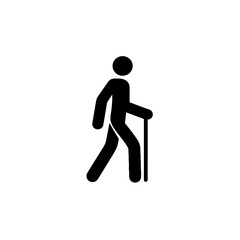 Person walking with cane simple black silhouette illustration design