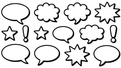Collection of Speech Bubbles, Stars, and Exclamation Marks: Perfect for Comics & Designs
