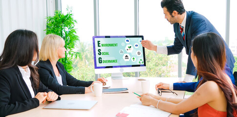 ESG environmental social governance policy for modish business to set a standard to achieve high...