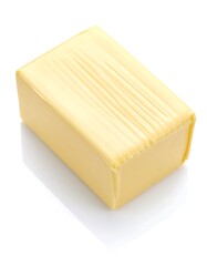 Single block of butter isolated