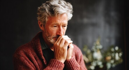 Thoughtful Senior Man in Deep Reflection