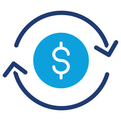 Circular Economy Flat Blue Icon