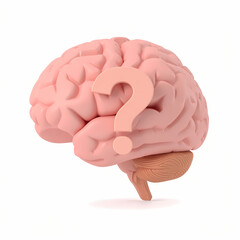 Question mark over pink brain