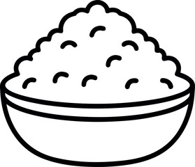 Simple Fried Rice Bowl Outline Vector Illustration