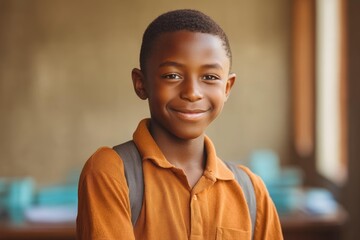 Smiling Boy in School Uniform