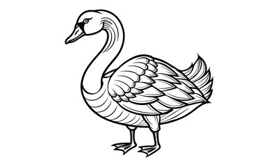 Obraz premium Swan t shirt design silhouette and vector line art, high-quality illustration ideal for adult coloring books, art therapy, relaxation and stress relief printable graceful designs