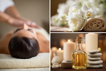 Collage of luxury beauty spa treatment