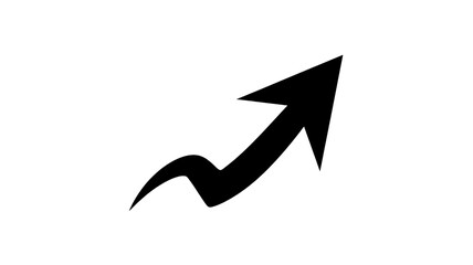 Arrow up growth trend chart success progress direction increase business black on transparent background