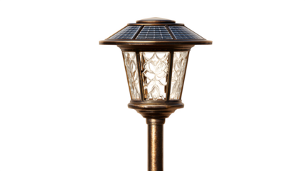 Decorative Solar Powered Garden Lamp, isolated on transparent background